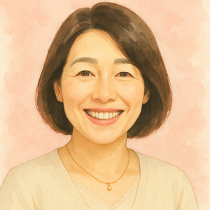 笑顔の女性の水彩画のプロフィール画像